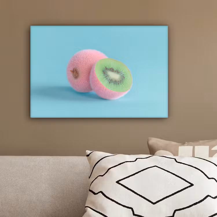 Kiwi - Blauw - Surrealistisch canvas 2cm klein -sfeer3