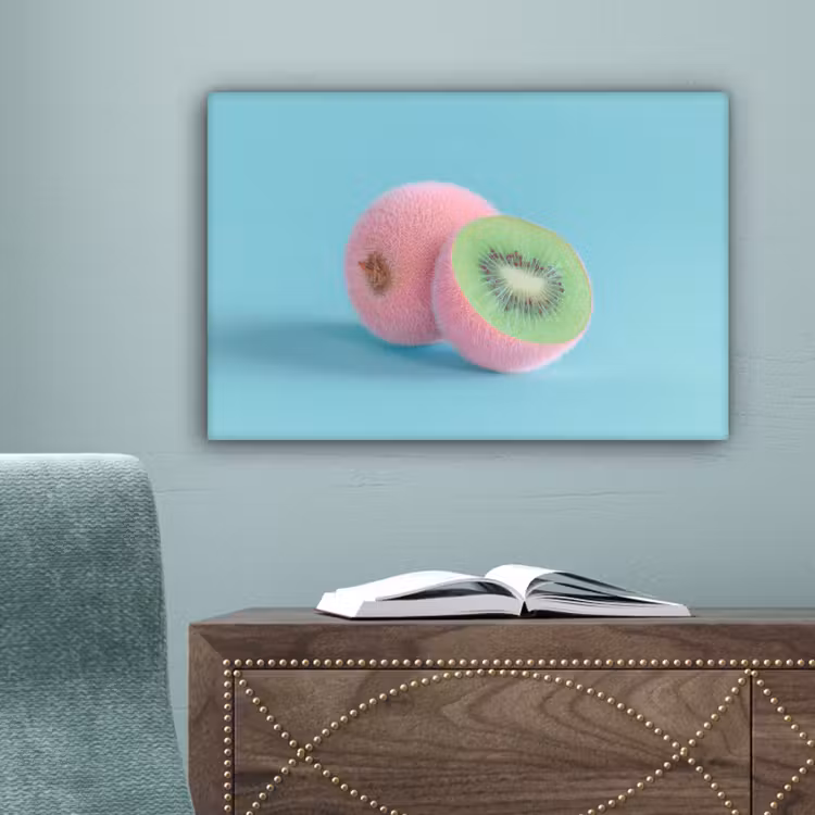 Kiwi - Blauw - Surrealistisch canvas 2cm klein -sfeer4