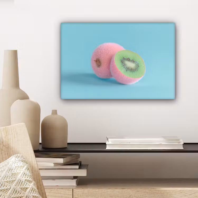 Kiwi - Blauw - Surrealistisch canvas 2cm klein -sfeer6