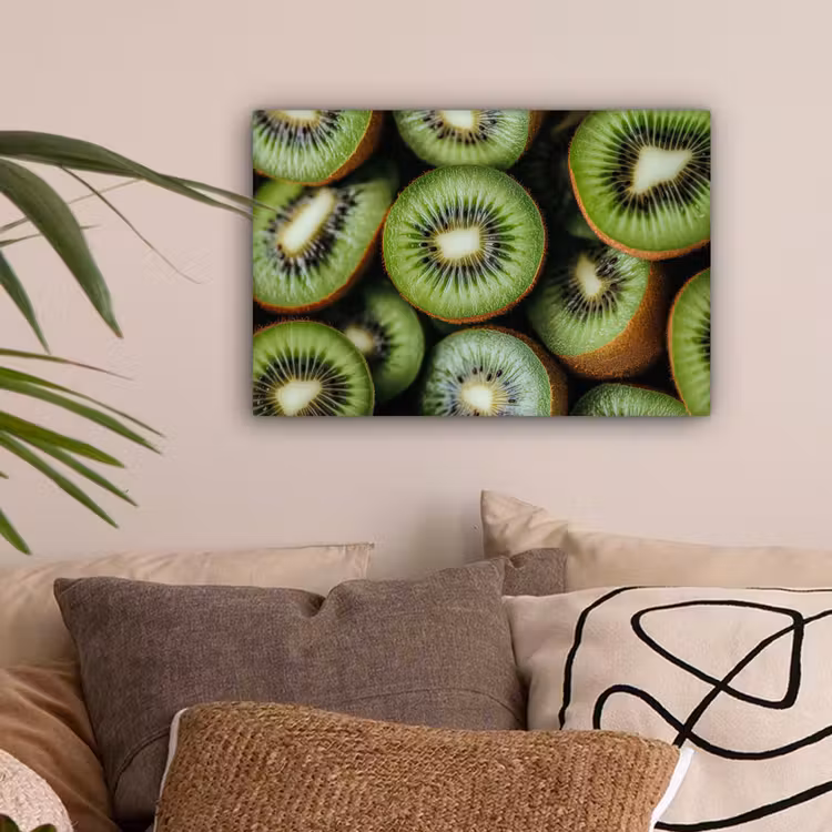Kiwi - Fruit - Groen canvas 2cm klein -sfeer1