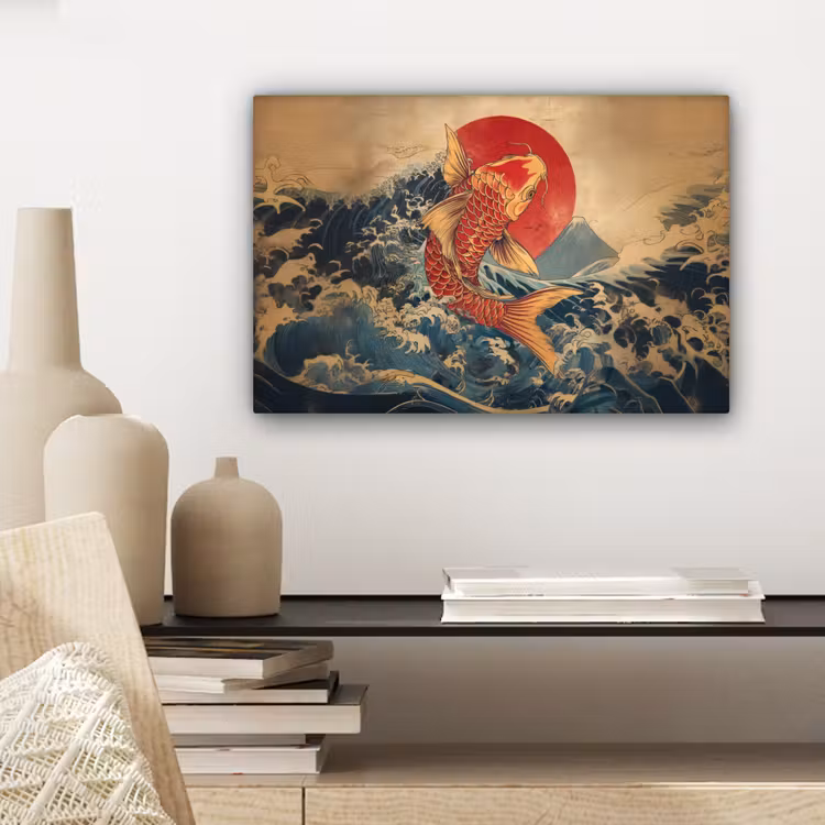 Koi - Zee - Golven - Zon canvas 2cm klein -sfeer6
