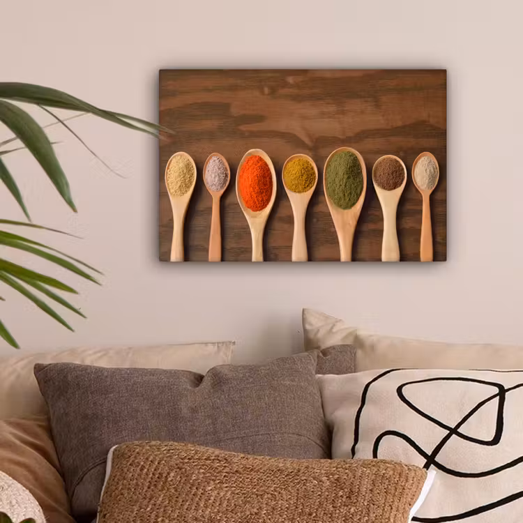 Pollepel - Kruiden - Eten - Specerijen - Tafel canvas 2cm klein -sfeer1