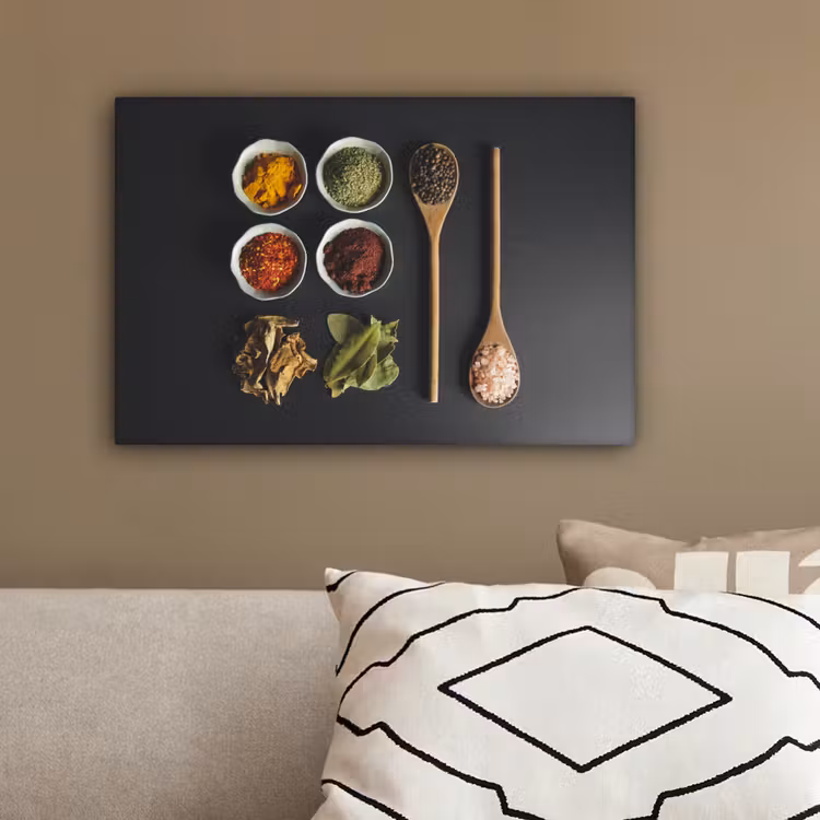 Pollepel - Specerijen - Kruiden - Groen - Bruin - Rustiek canvas 2cm klein -sfeer3