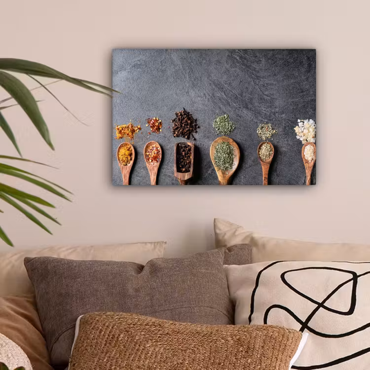 Pollepel - Kruiden - Specerijen - Industrieel canvas 2cm klein -sfeer1