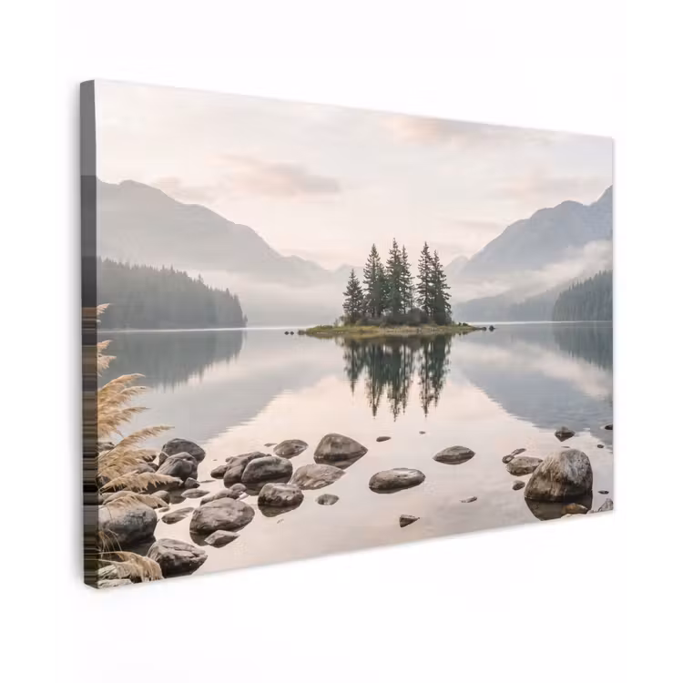 Meer - Bergen - Landschap - Groen canvas 2cm klein -z3d