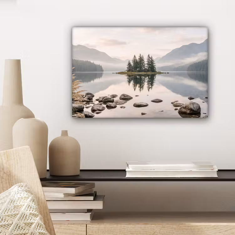 Meer - Bergen - Landschap - Groen canvas 2cm klein -sfeer6