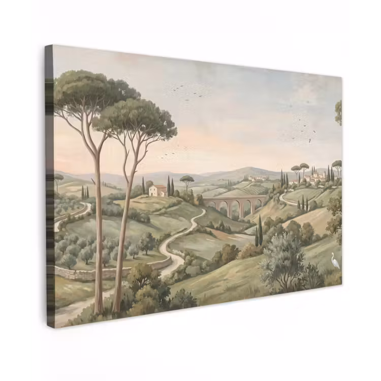 Landschap - Heuvels - Zandpad - Groen canvas 2cm klein -z3d