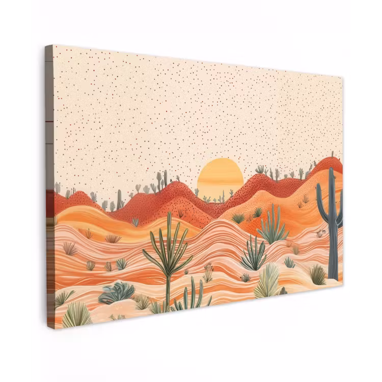 Landschap - Heuvels - Zonsondergang canvas 2cm klein -z3d