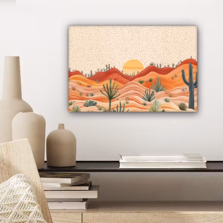 Landschap - Heuvels - Zonsondergang canvas 2cm klein -sfeer6