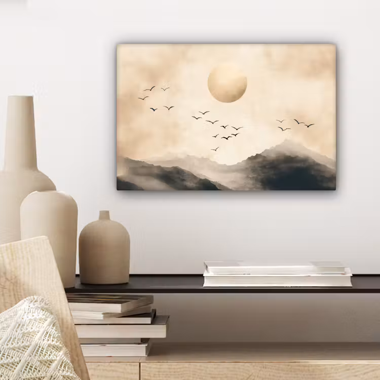 Landschap - Japandi - vogel canvas 2cm klein -sfeer6