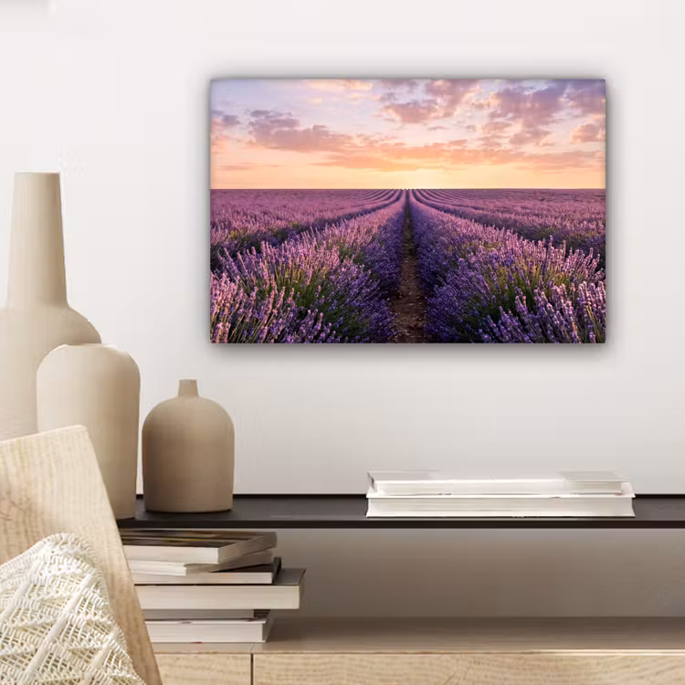Landschap - Lavendelveld - Paars canvas 2cm klein -sfeer6