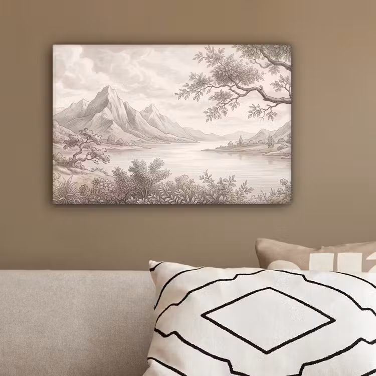 Landschap - Bergen - Meer - Natuur canvas 2cm klein -sfeer3