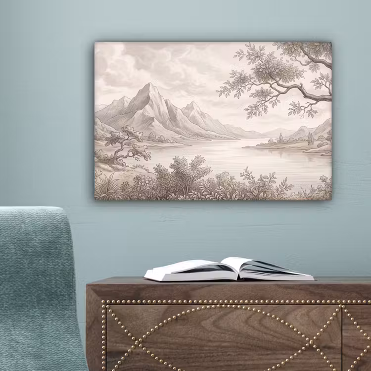 Landschap - Bergen - Meer - Natuur canvas 2cm klein -sfeer4