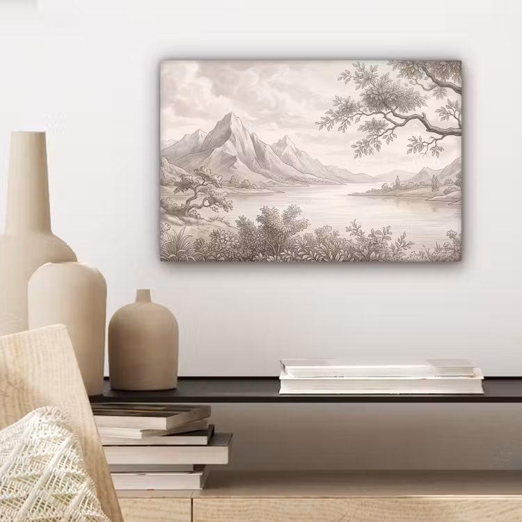 Landschap - Bergen - Meer - Natuur canvas 2cm klein -sfeer6