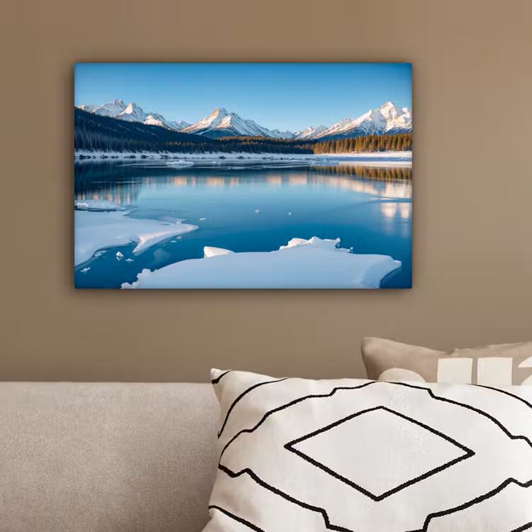 Landschap - Winter - Meer - Bergen - Uitzicht - IJs canvas 2cm klein -sfeer3