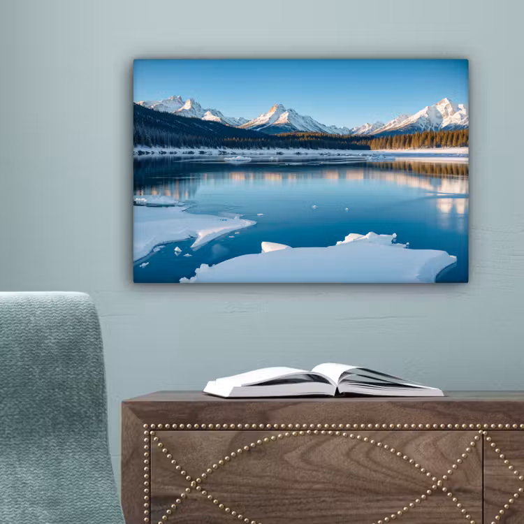 Landschap - Winter - Meer - Bergen - Uitzicht - IJs canvas 2cm klein -sfeer4