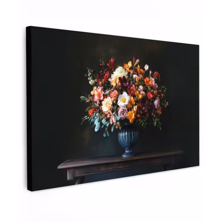 Groot - Bloemen - Vaas - Boeket canvas 2cm klein -z3d