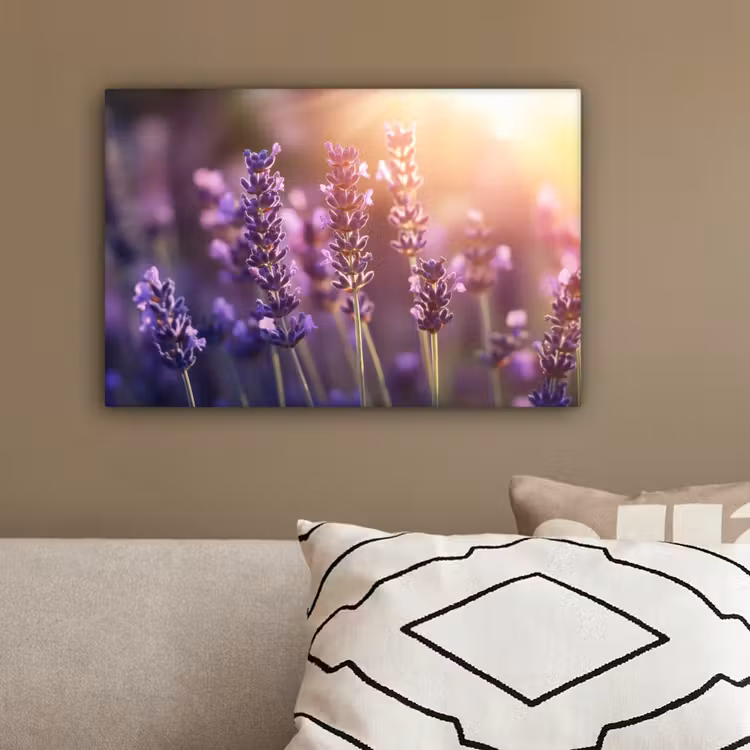 Lavendelbloemen - Paars - Zonlicht canvas 2cm klein -sfeer3