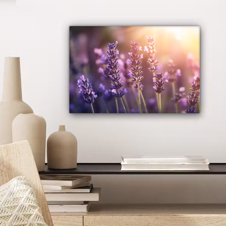 Lavendelbloemen - Paars - Zonlicht canvas 2cm klein -sfeer6