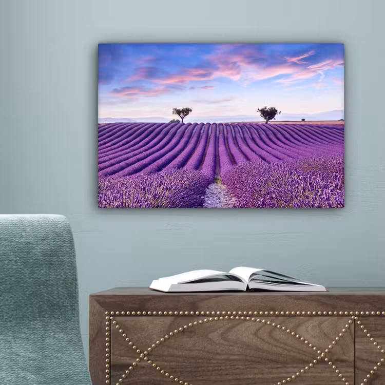 Lavendel - Natuur - Paars - Bomen - Bloemen canvas 2cm klein -sfeer4