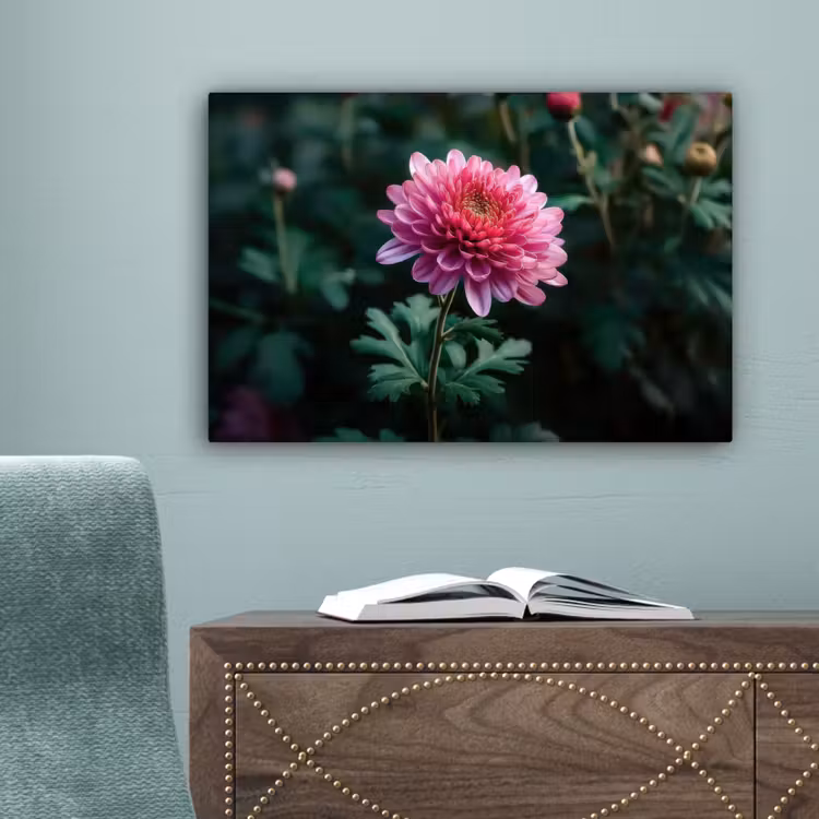 Blad - Chrysant - Roze - Schaduw canvas 2cm klein -sfeer4