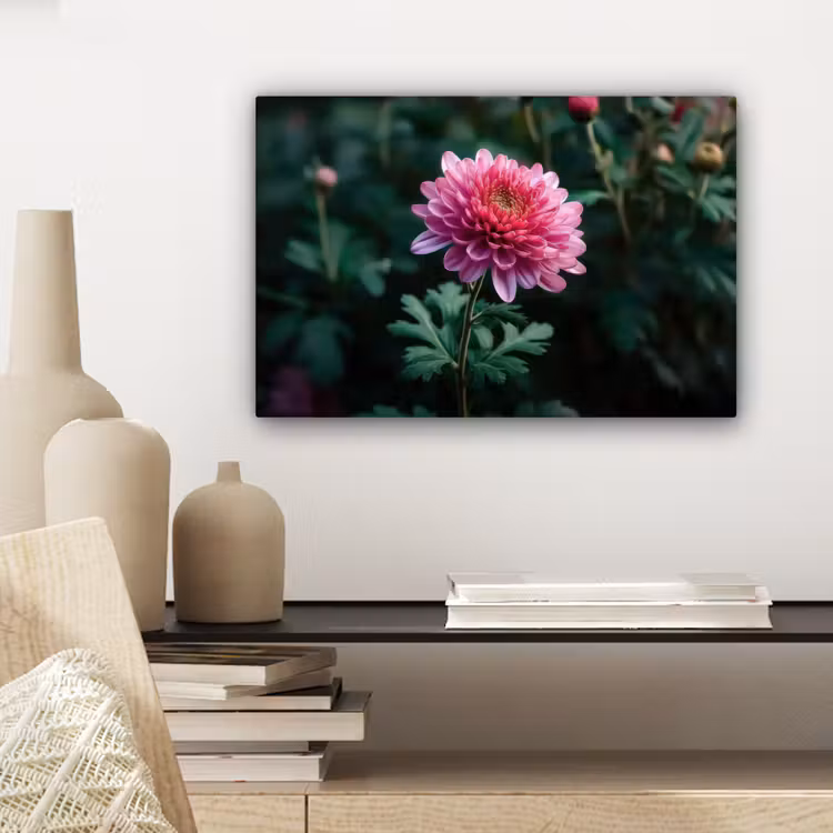 Blad - Chrysant - Roze - Schaduw canvas 2cm klein -sfeer6