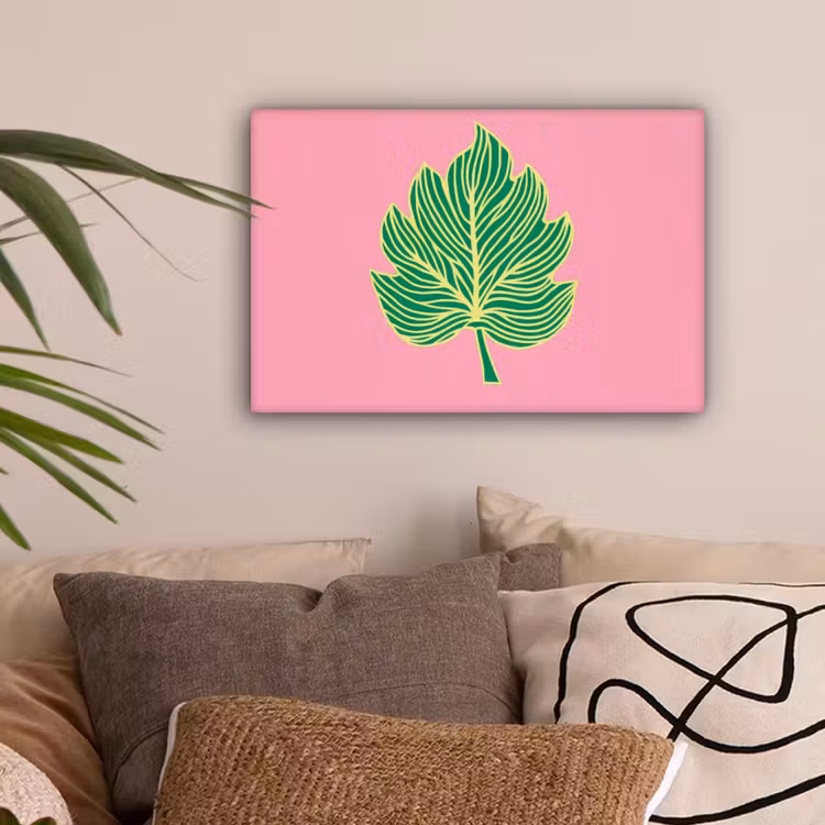 Blad - Groen - Illustratie - Minimalistisch canvas 2cm klein -sfeer1