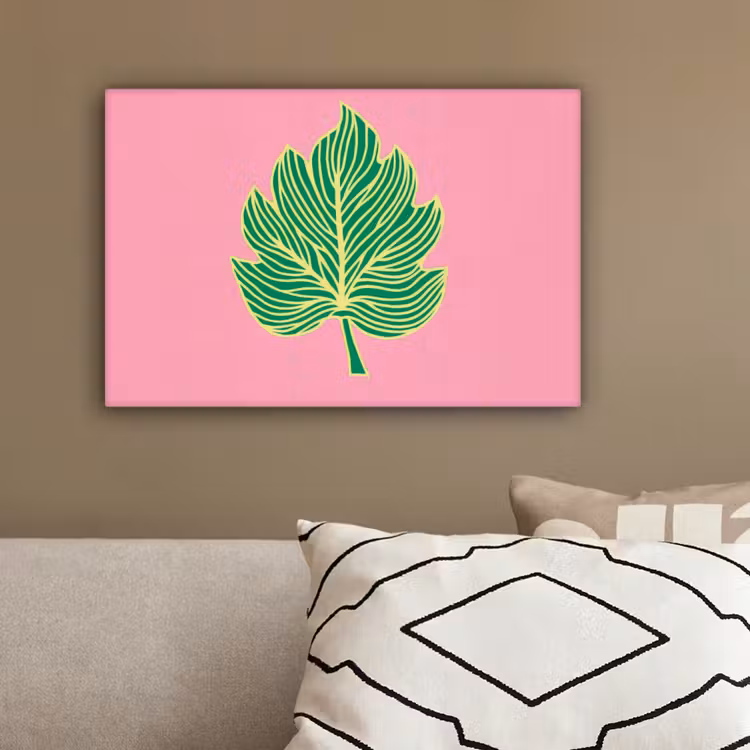 Blad - Groen - Illustratie - Minimalistisch canvas 2cm klein -sfeer3