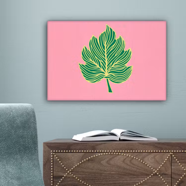 Blad - Groen - Illustratie - Minimalistisch canvas 2cm klein -sfeer4