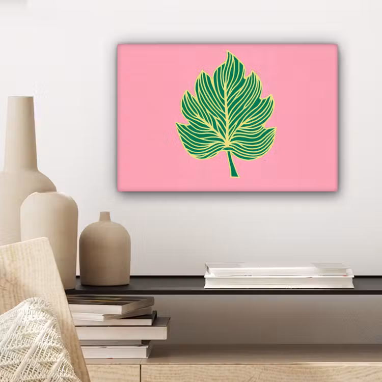 Blad - Groen - Illustratie - Minimalistisch canvas 2cm klein -sfeer6