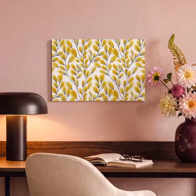 Bladeren - Botanisch - Elegant - Geel - Zwart canvas 2cm klein 34 -sfeer4