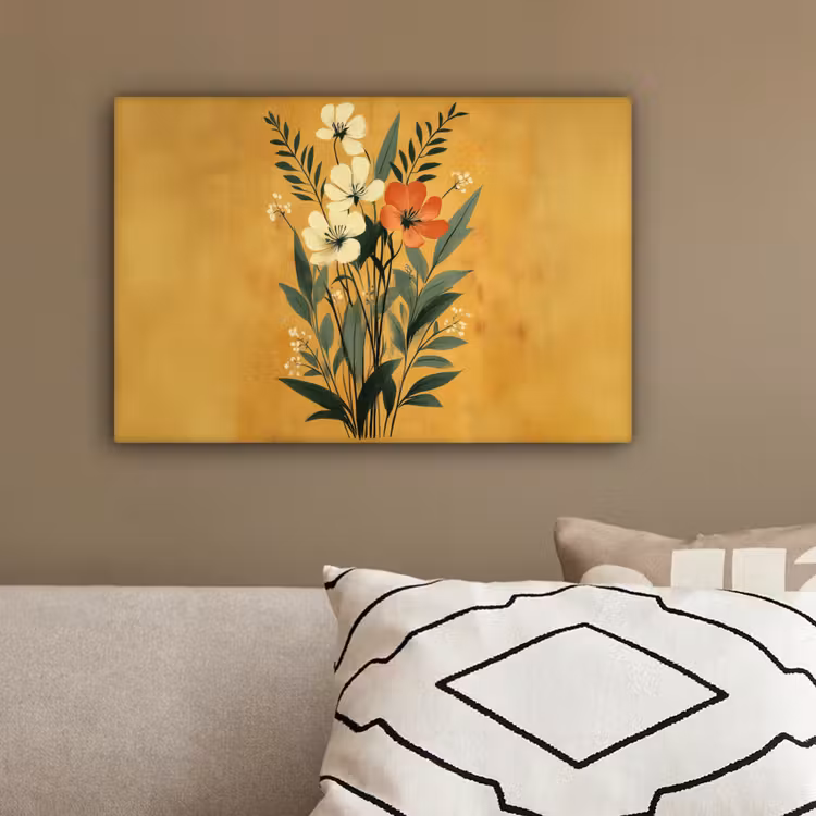 Bladeren - Boeket - Bloemen - Geel canvas 2cm klein -sfeer3
