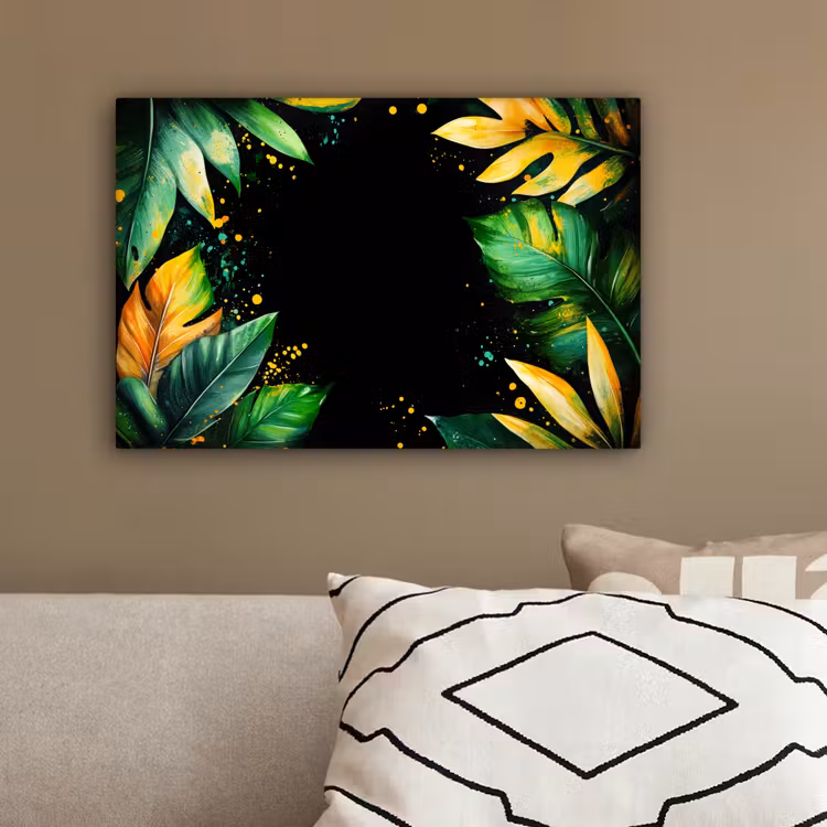 Bladeren - Groen - Geel - Verf - Jungle canvas 2cm klein -sfeer3