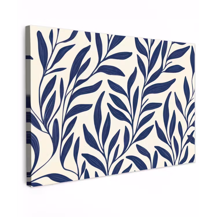 Bladeren - Klimop - Donkerblauw canvas 2cm klein -z3d