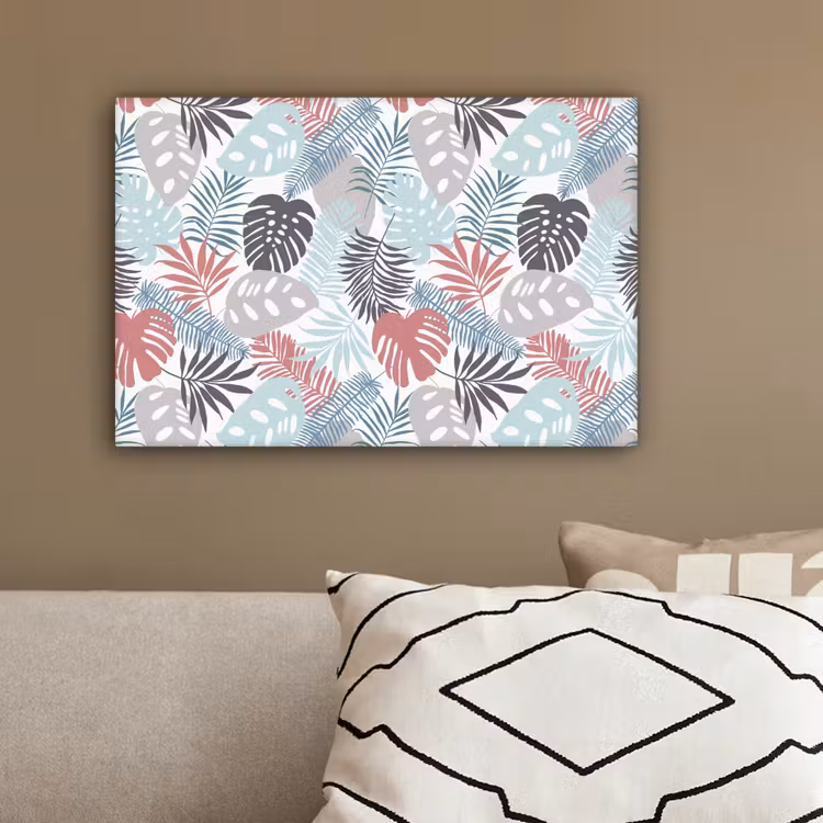 Bladeren - Jungle - Pastel - Tropisch canvas 2cm klein -sfeer3