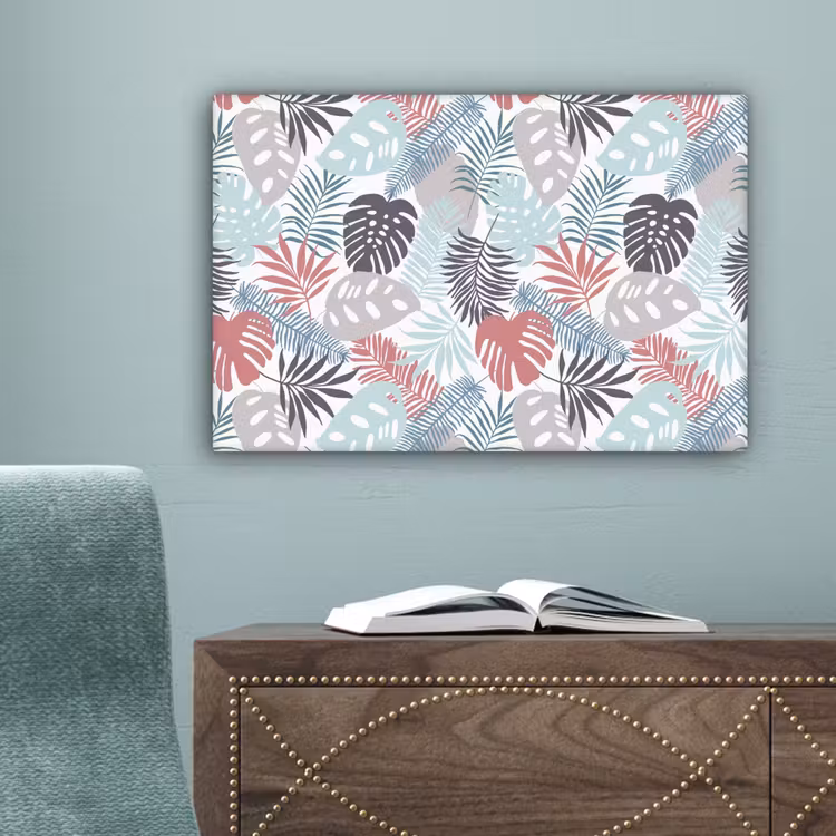 Bladeren - Jungle - Pastel - Tropisch canvas 2cm klein -sfeer4