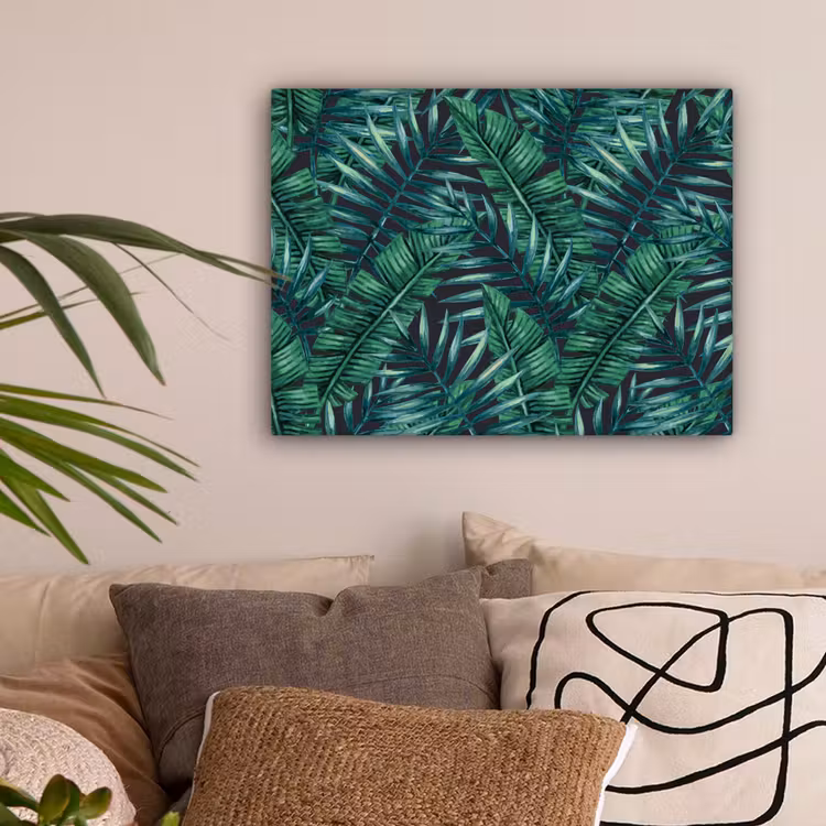 Bladeren - Inductie beschermer - Jungle - Tropical canvas 2cm klein -sfeer1