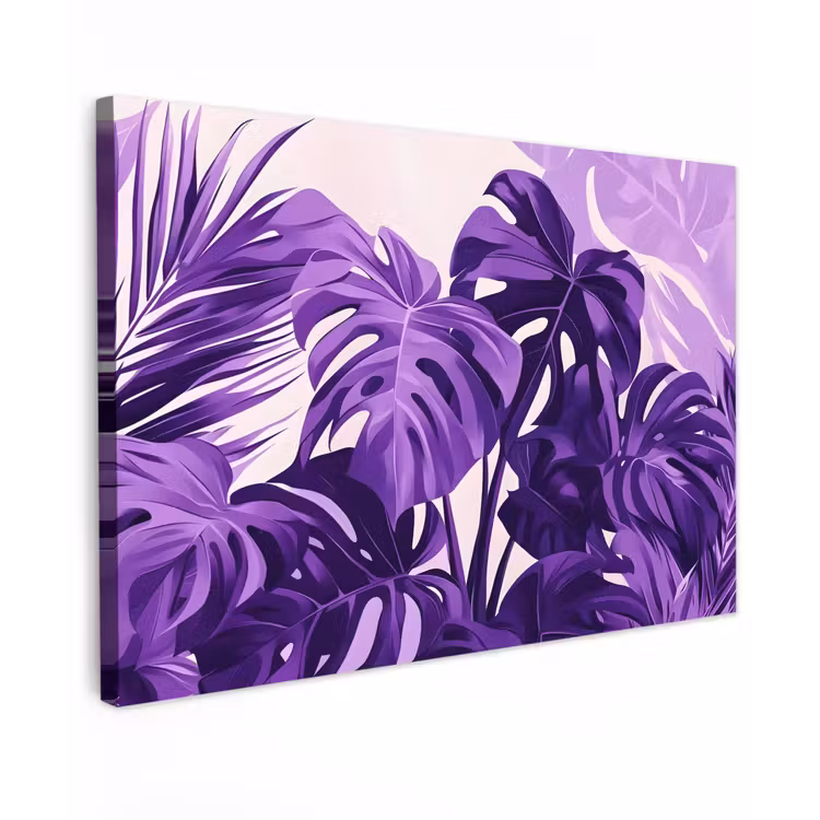 Bladeren - Paars - Tropisch - Abstract canvas 2cm klein -z3d