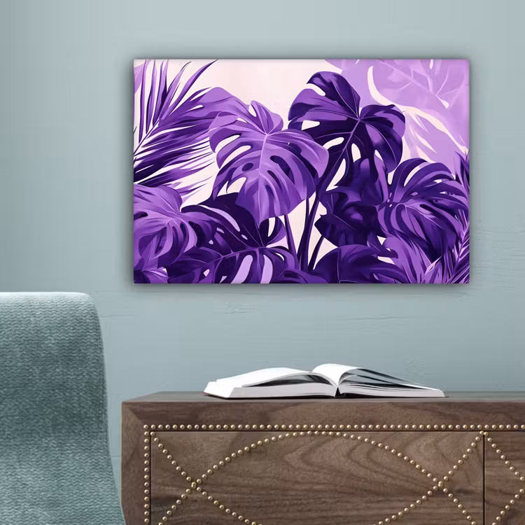 Bladeren - Paars - Tropisch - Abstract canvas 2cm klein -sfeer4