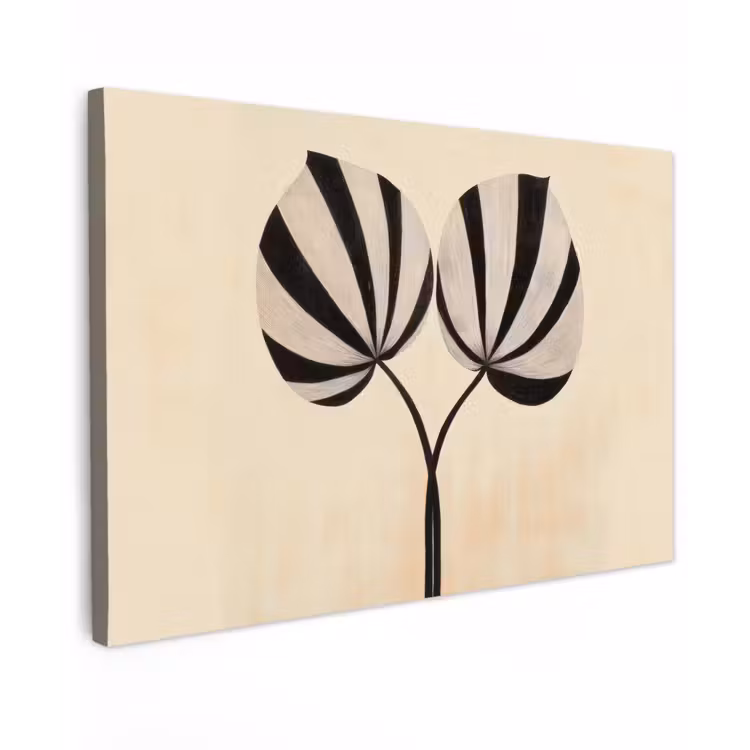 Bladeren - Gestreept - Stengel - Beige canvas 2cm klein -z3d