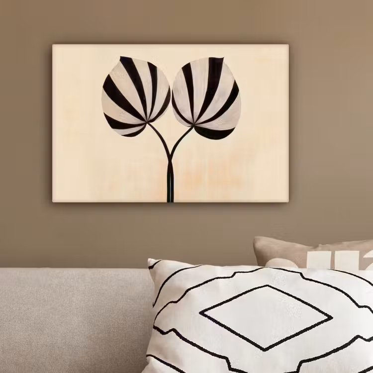 Bladeren - Gestreept - Stengel - Beige canvas 2cm klein -sfeer3