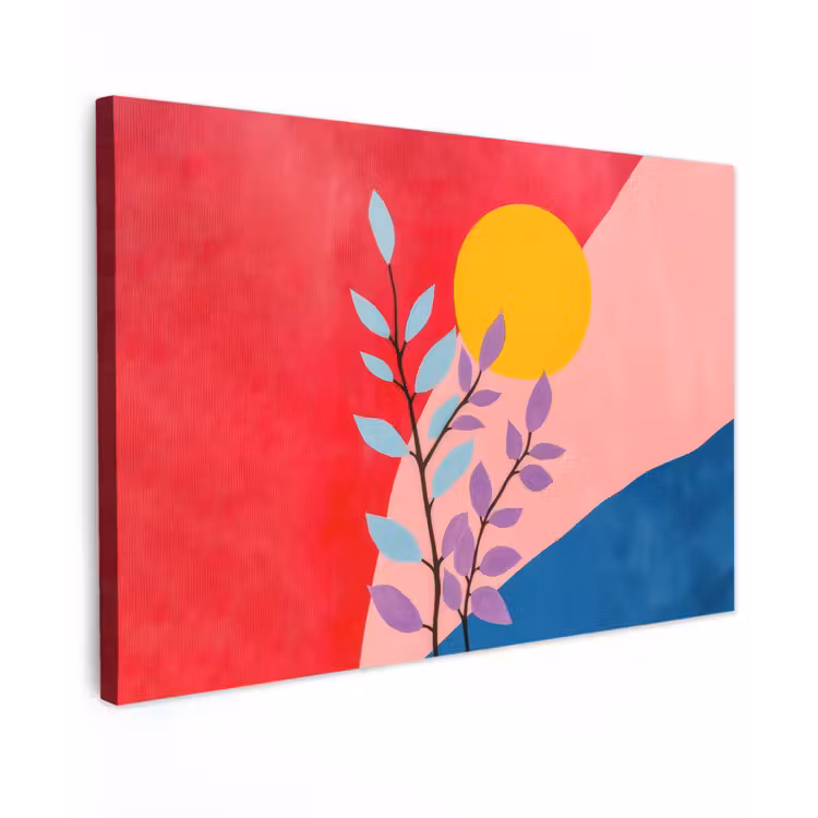 Bladeren - Zon - Abstracte vormen canvas 2cm klein -z3d