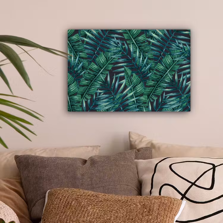 Bladeren - Tropisch - Jungle - Natuur canvas 2cm klein -sfeer1