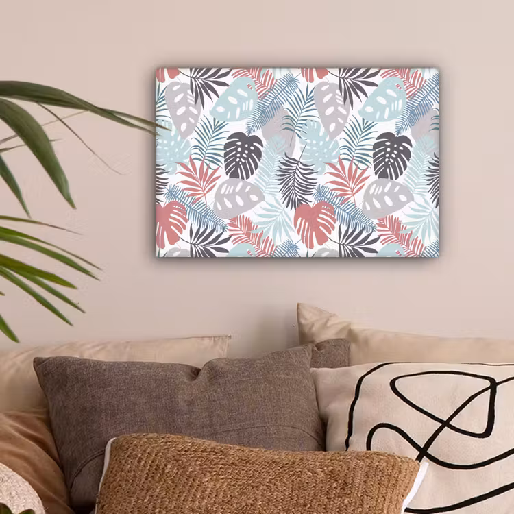 Bladeren - Tropical - Pastel - Jungle canvas 2cm klein -sfeer1