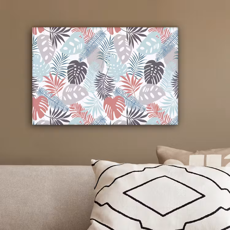 Bladeren - Tropical - Pastel - Jungle canvas 2cm klein -sfeer3