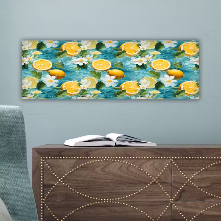 Citroen - Bloemen - Bruisend - Water canvas 2cm klein 828 -sfeer4
