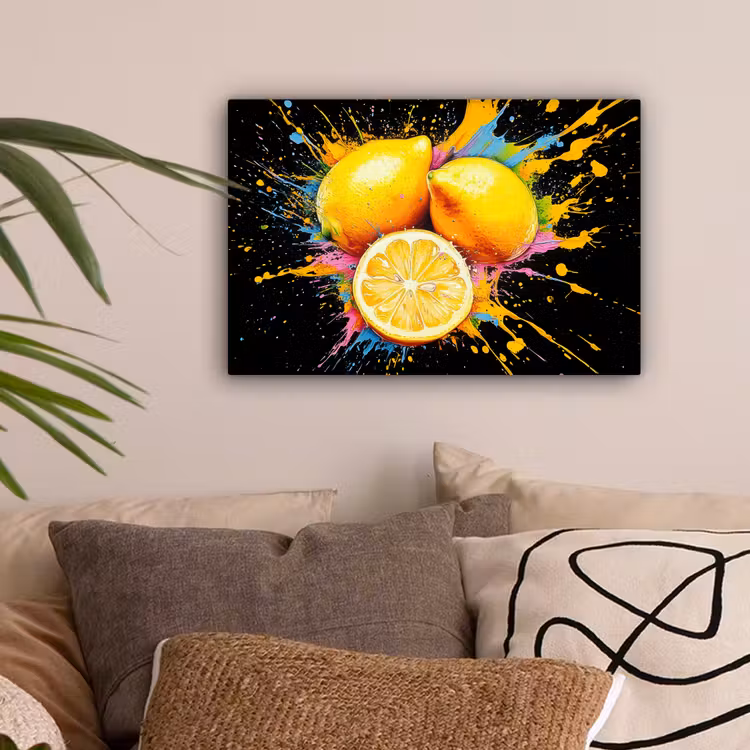Citroen - Graffiti - Kleurrijk - Verf - Modern canvas 2cm klein -sfeer1