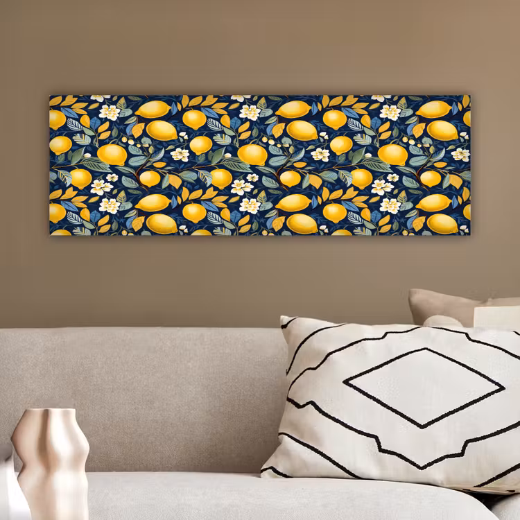 Citroenen - Bloemen - Bladeren - Blauw canvas 2cm klein 828 -sfeer3