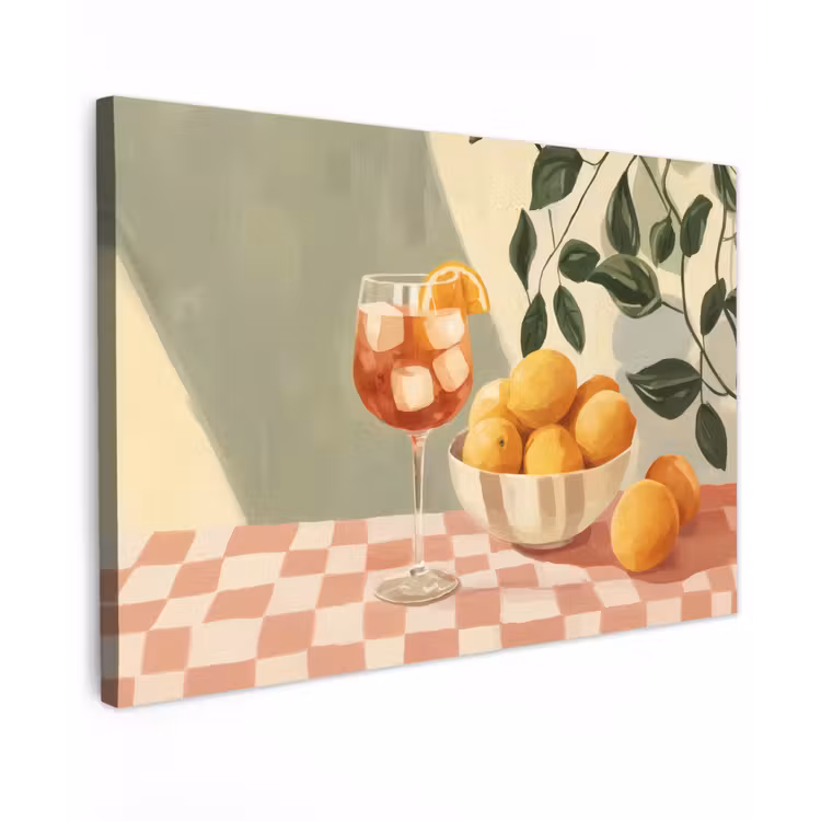 Citroenen - Glas - Tafelkleed - Geblokt canvas 2cm klein -z3d