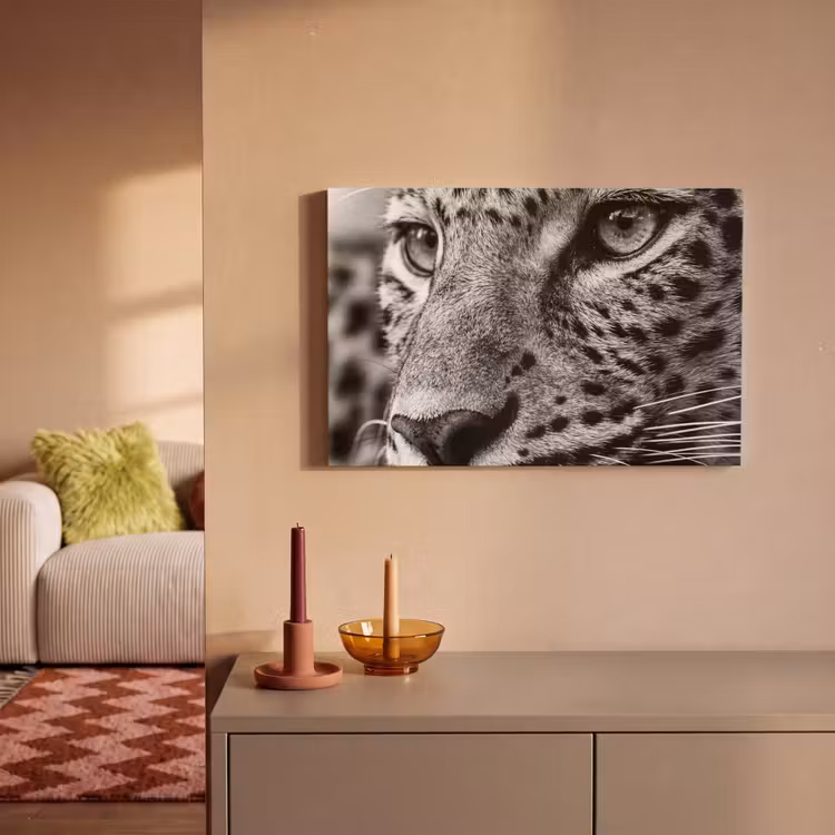 Luipaard - Zwart - Wit - Oog canvas 2cm klein -sfeer1